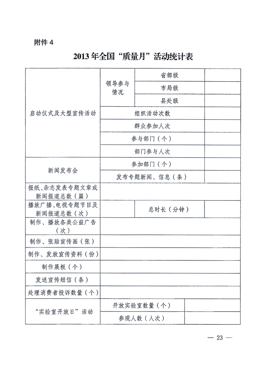 國家質量監督檢驗檢疫總局、中共中央宣傳部等單位《關于開展2013年全國&ldquo;質量月&rdquo;活動的通知》